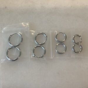 Surgical Stainless Steel Hoop Earrings Set, Brand New